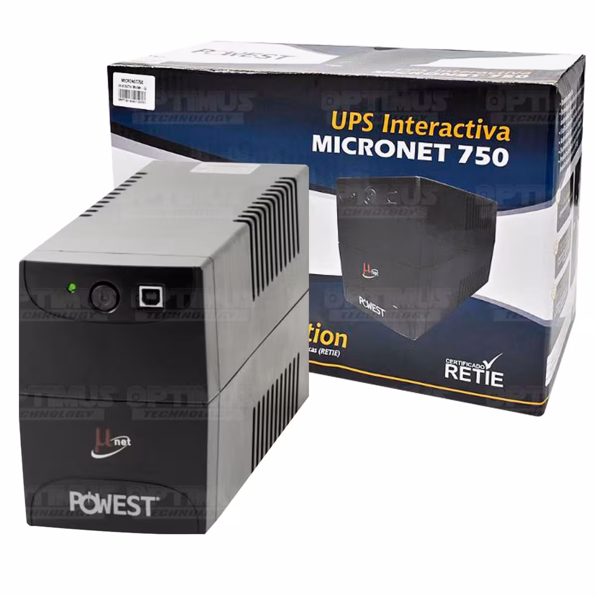UPS Multitoma Interactiva Powest Micronet 750VA 4 Salidas regulador de tensión AVR respaldo independiente protección apagones