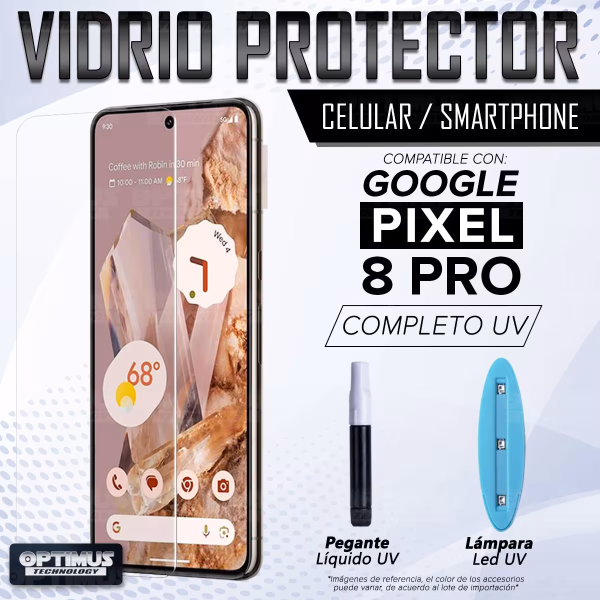 Vidrio templado Protector UV Dispersión Liquida para Celular Smartphone Google Pixel 8 Pro 5G 2023 6,7 pulgadas