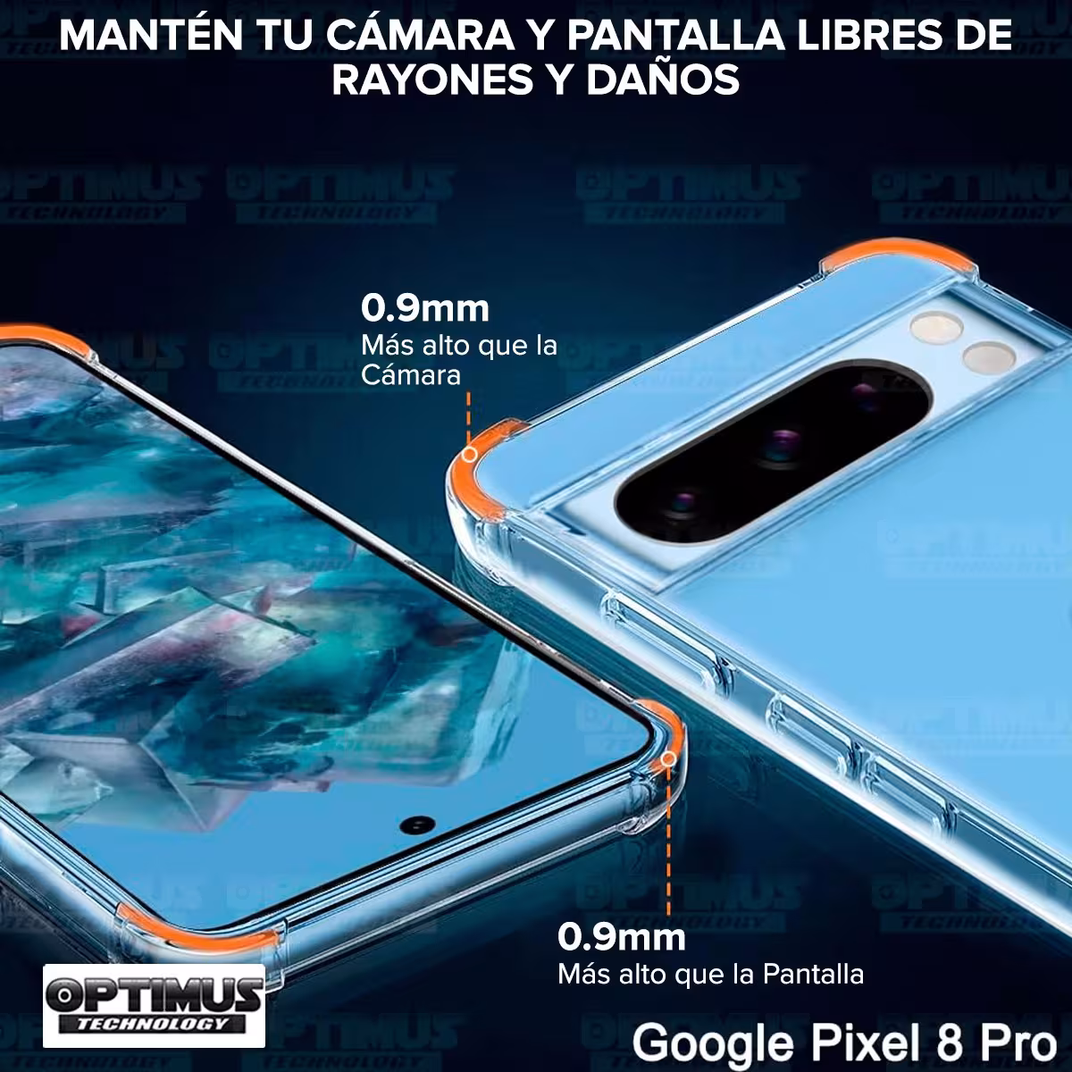 Kit Vidrio UV templado liquido y Estuche Case Forro Protector para Celular Google Pixel 8 Pro 5G 2023 6,7 pulgadas