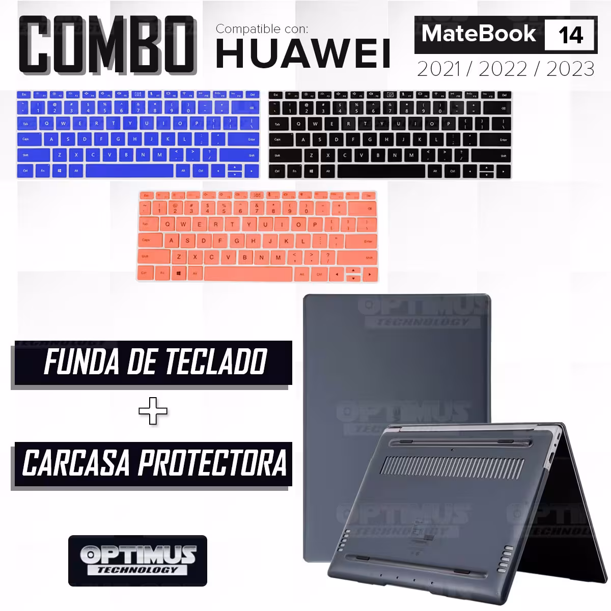 Kit Carcasa Protector Y Funda Suave Protectora de Teclado Para Huawei MateBook 14 2021 / 2022 / 2023 14 Pulgadas