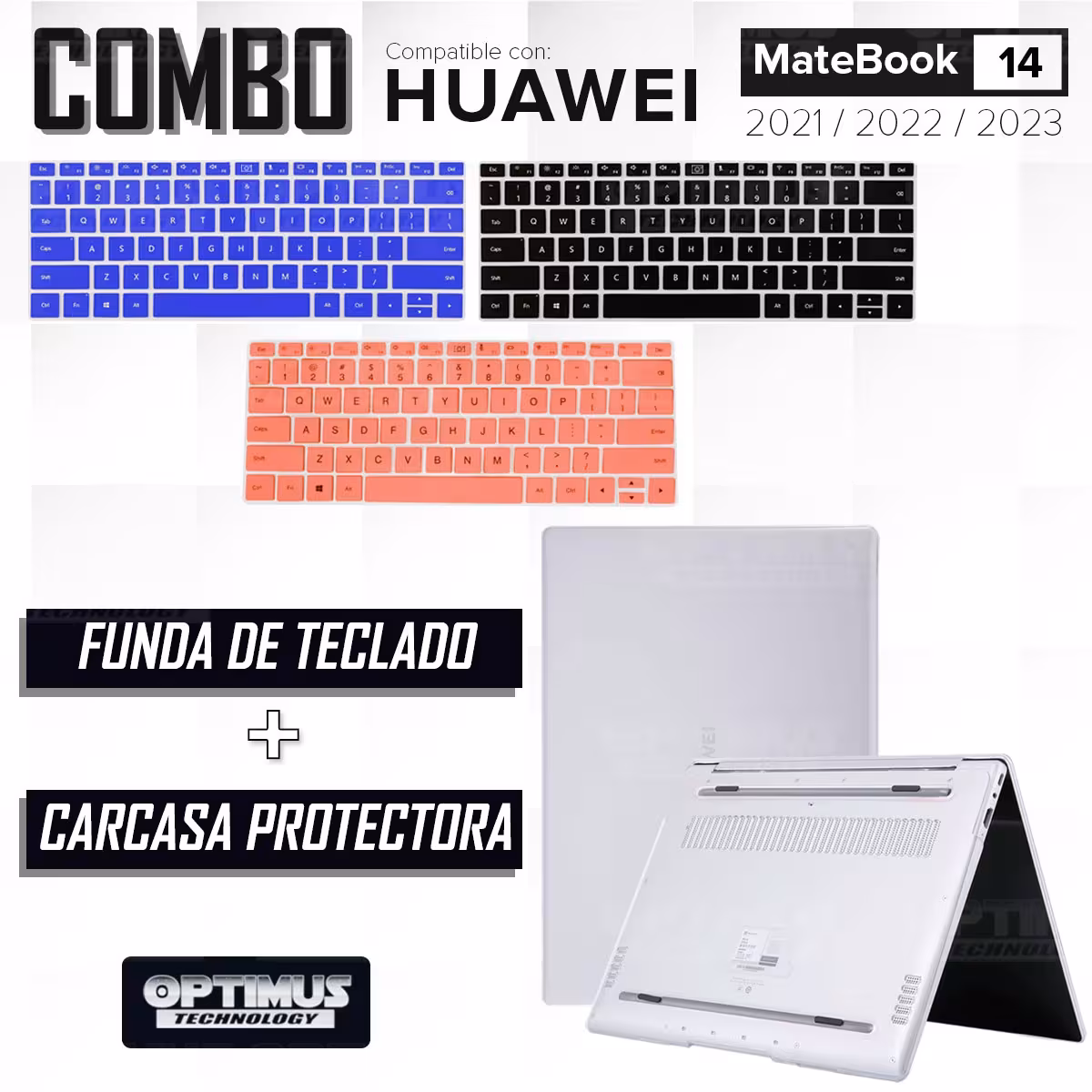 Kit Carcasa Protector Y Funda Suave Protectora de Teclado Para Huawei MateBook 14 2021 / 2022 / 2023 14 Pulgadas