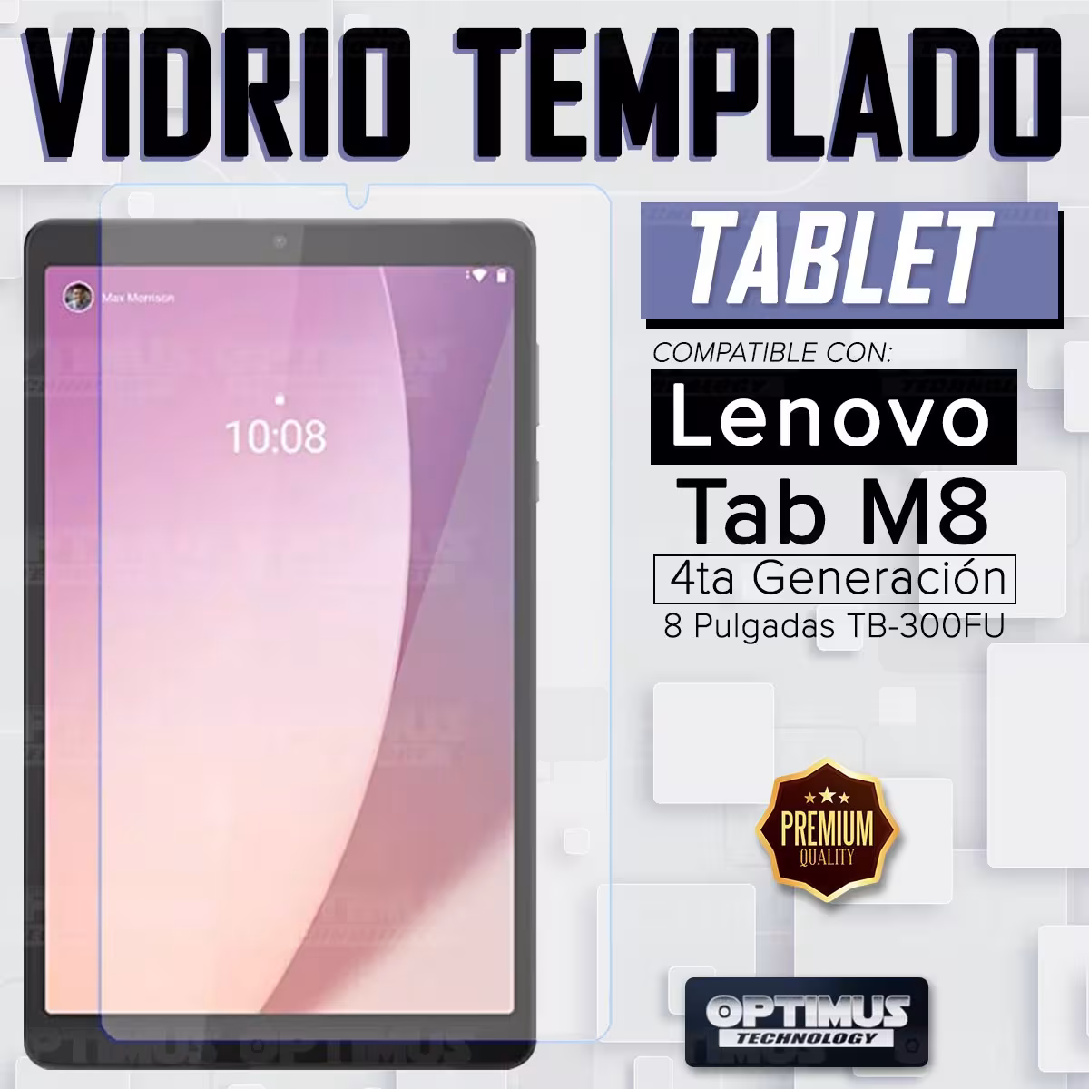 Vidrio Cristal Templado Protector para Tablet Lenovo Tab M8 4ta Generación TB-300FU / TB-300XU 8 Pulgadas 2023