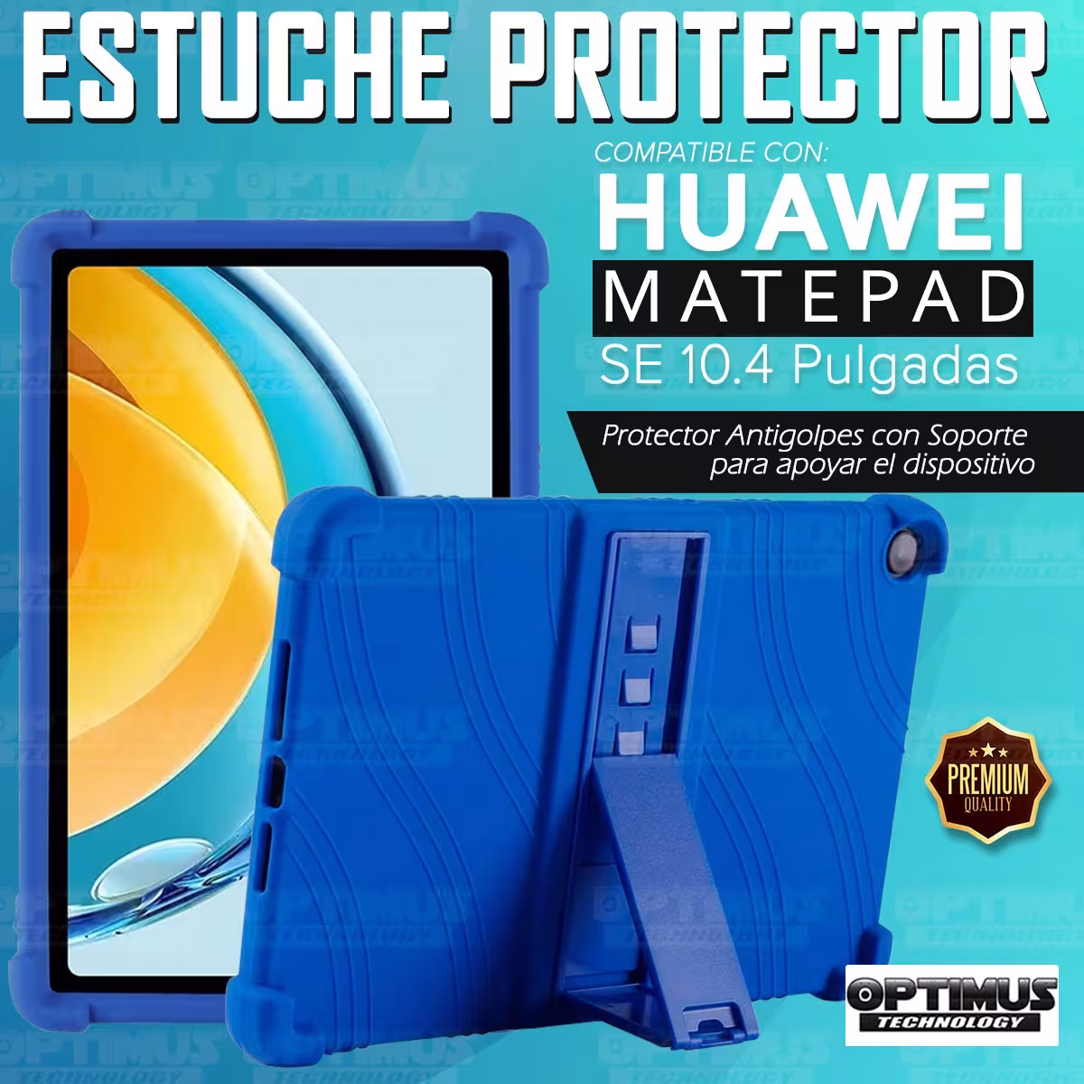 Kit Vidrio templado y Estuche Protector de goma antigolpes con soporte Tablet Huawei Matepad SE 10.4 Pulgadas 2023 AGS5-L09