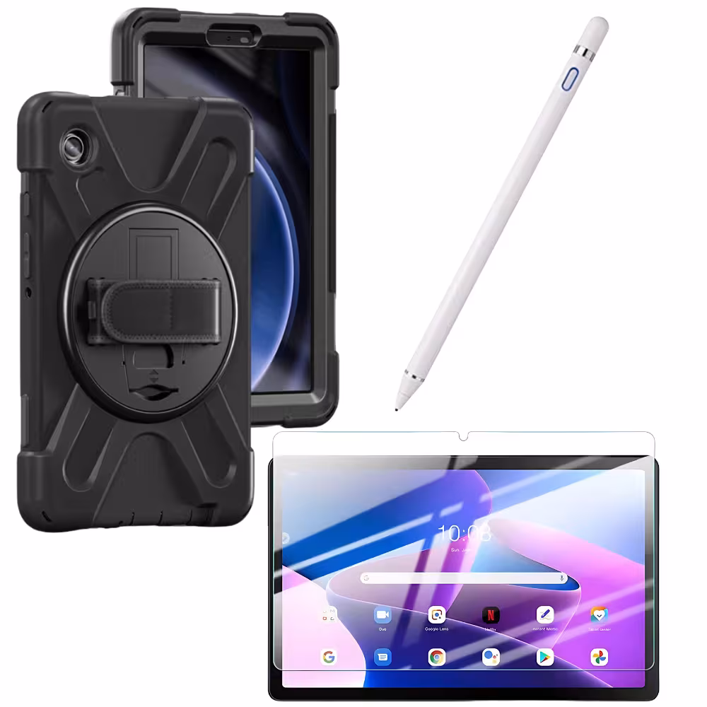 Kit Estuche Protector Correa + Vidrio Templado + Lápiz Digital para Tablet Lenovo M10 Plus 3era Gen 10.6 Pulgadas 2022 TB-125FU