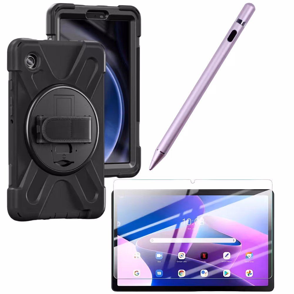 Kit Estuche Protector Correa + Vidrio Templado + Lápiz Digital para Tablet Lenovo M10 Plus 3era Gen 10.6 Pulgadas 2022 TB-125FU