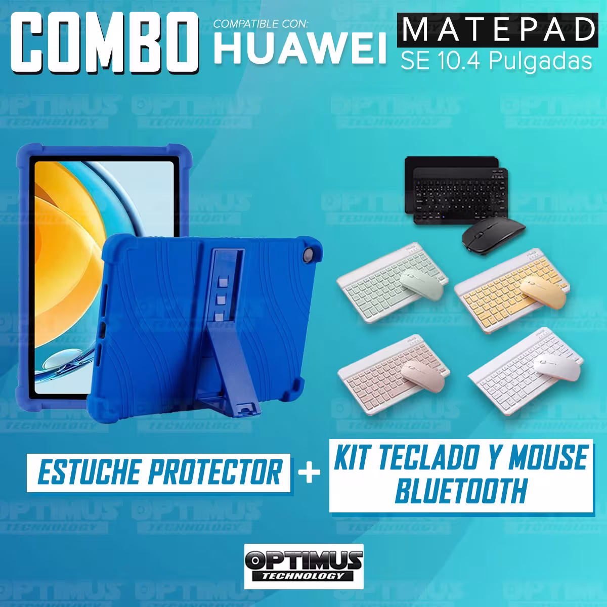 Kit Case Forro Protector Antigolpes + Teclado y Mouse Bluetooth Tablet Huawei Matepad SE 10.4 Pulgadas 2023 AGS5-L09 / AGS5-W09