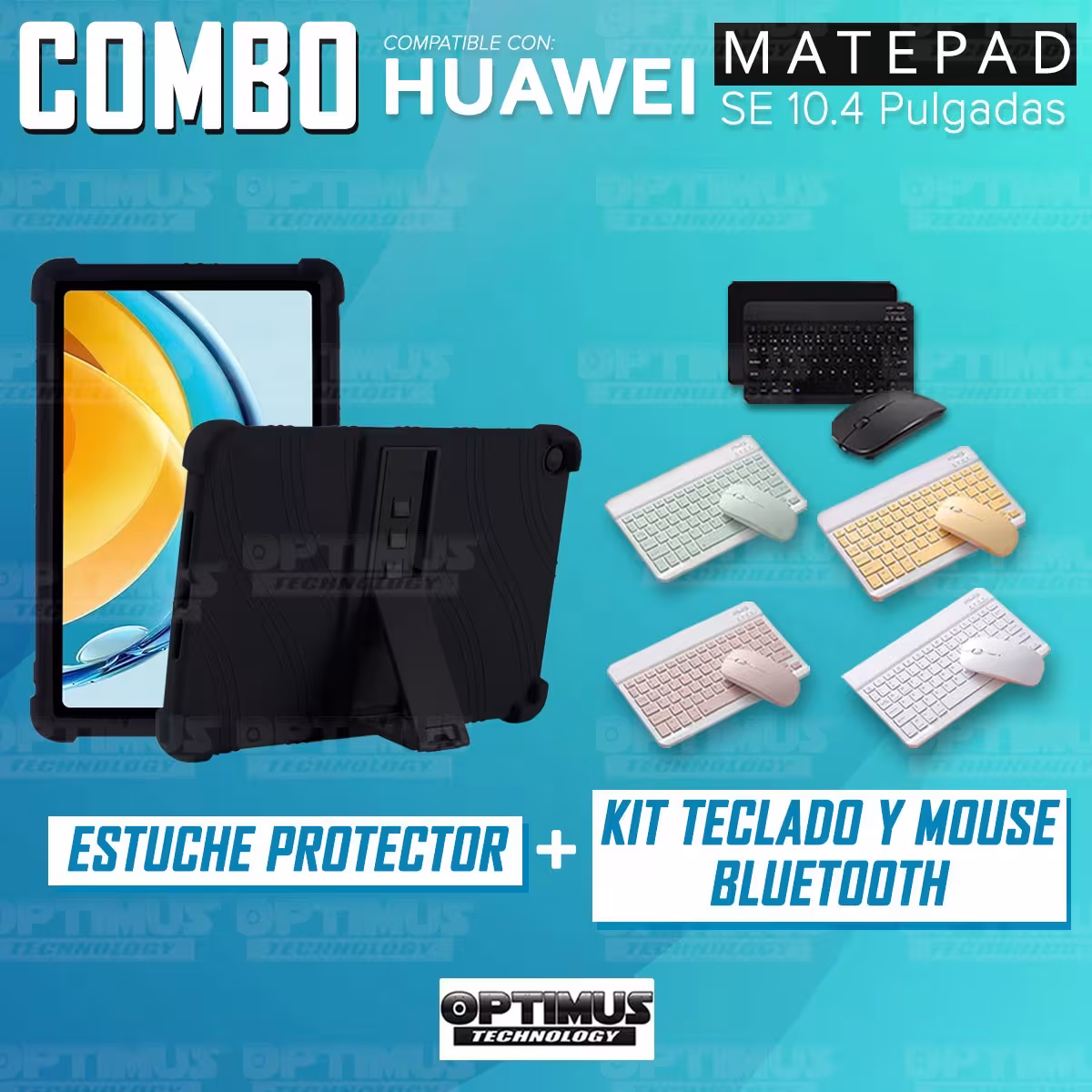 Kit Case Forro Protector Antigolpes + Teclado y Mouse Bluetooth Tablet Huawei Matepad SE 10.4 Pulgadas 2023 AGS5-L09 / AGS5-W09