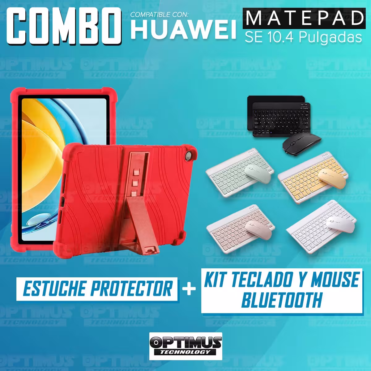 Kit Case Forro Protector Antigolpes + Teclado y Mouse Bluetooth Tablet Huawei Matepad SE 10.4 Pulgadas 2023 AGS5-L09 / AGS5-W09