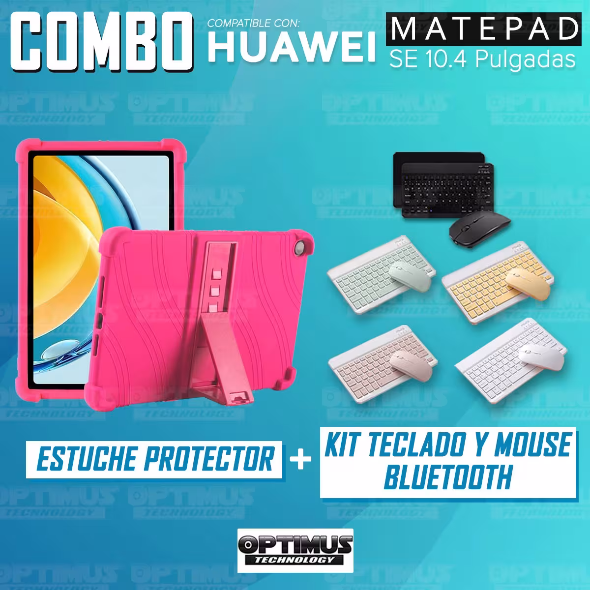 Kit Case Forro Protector Antigolpes + Teclado y Mouse Bluetooth Tablet Huawei Matepad SE 10.4 Pulgadas 2023 AGS5-L09 / AGS5-W09