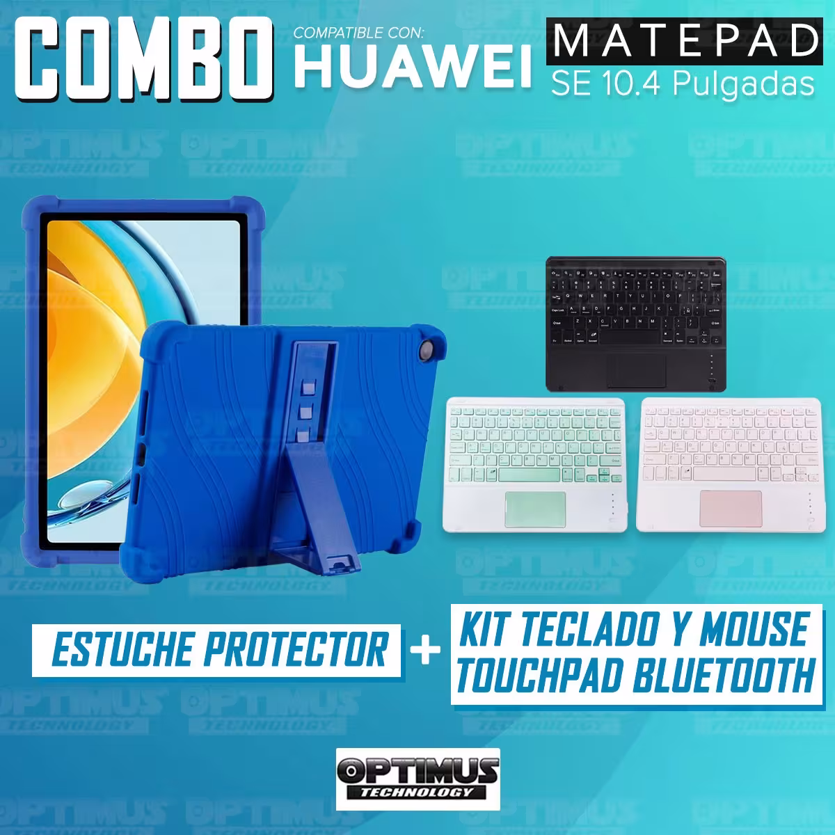 Kit Case Estuche Protector Antigolpes + Teclado Mouse Touchpad Bluetooth para Tablet Huawei Matepad SE 10.4 Pulgadas 2023