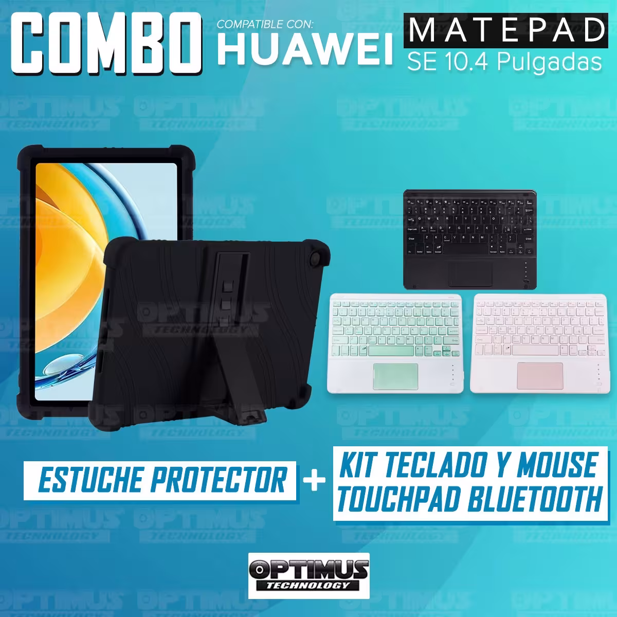 Kit Case Estuche Protector Antigolpes + Teclado Mouse Touchpad Bluetooth para Tablet Huawei Matepad SE 10.4 Pulgadas 2023