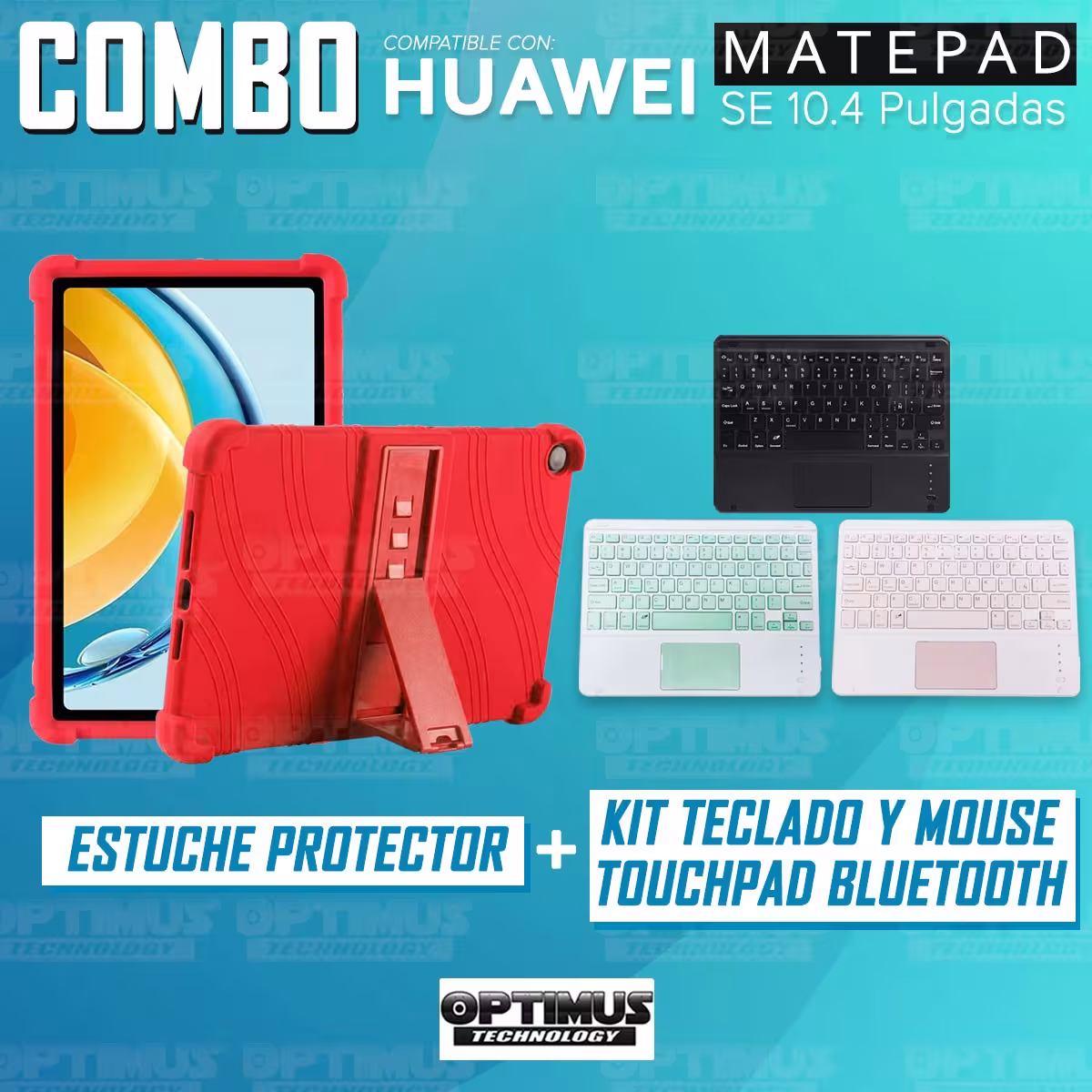 Kit Case Estuche Protector Antigolpes + Teclado Mouse Touchpad Bluetooth para Tablet Huawei Matepad SE 10.4 Pulgadas 2023