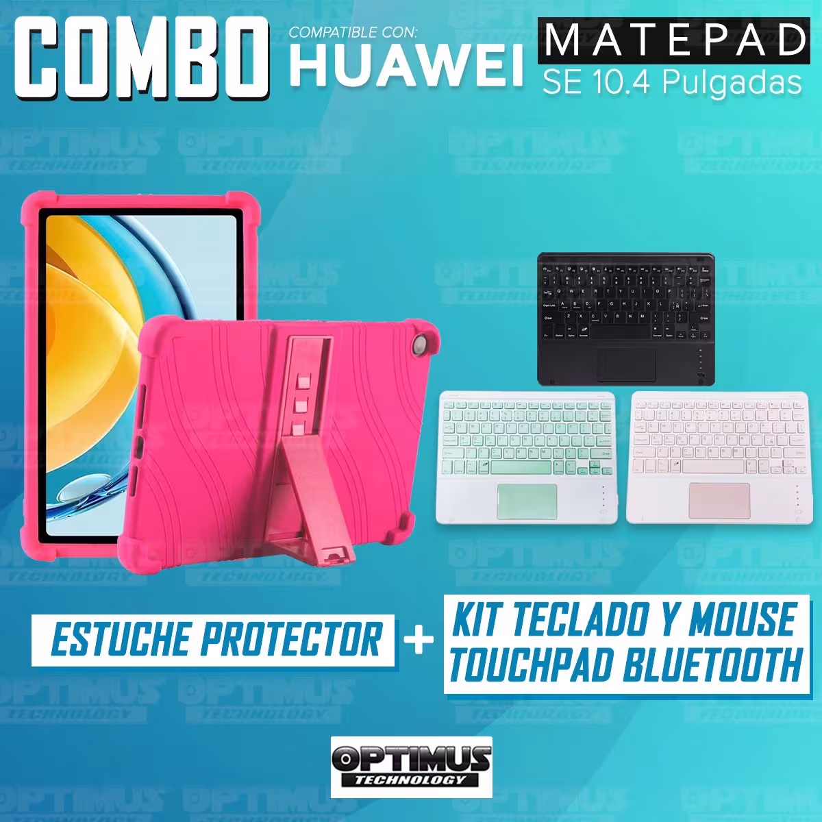 Kit Case Estuche Protector Antigolpes + Teclado Mouse Touchpad Bluetooth para Tablet Huawei Matepad SE 10.4 Pulgadas 2023