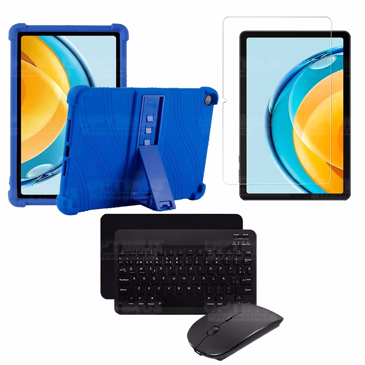 Kit Vidrio templado + Estuche Protector Goma + Teclado Bluetooth Tablet Huawei Matepad SE 10.4 Pulgadas 2023 AGS5-L09 / AGS5-W09