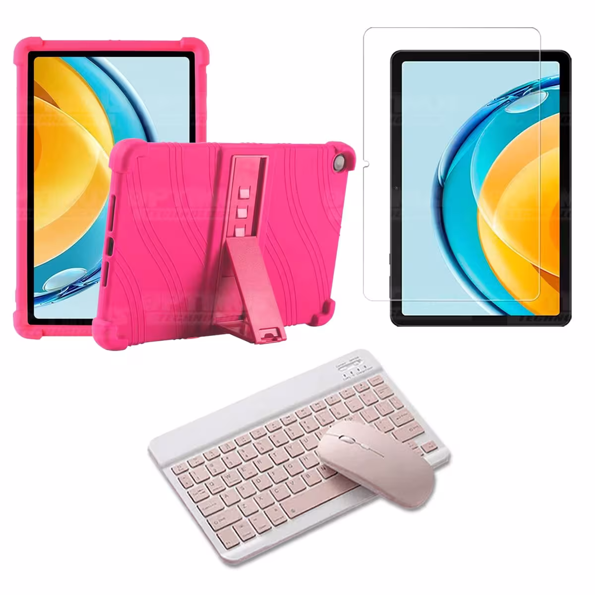 Kit Vidrio templado + Estuche Protector Goma + Teclado Bluetooth Tablet Huawei Matepad SE 10.4 Pulgadas 2023 AGS5-L09 / AGS5-W09