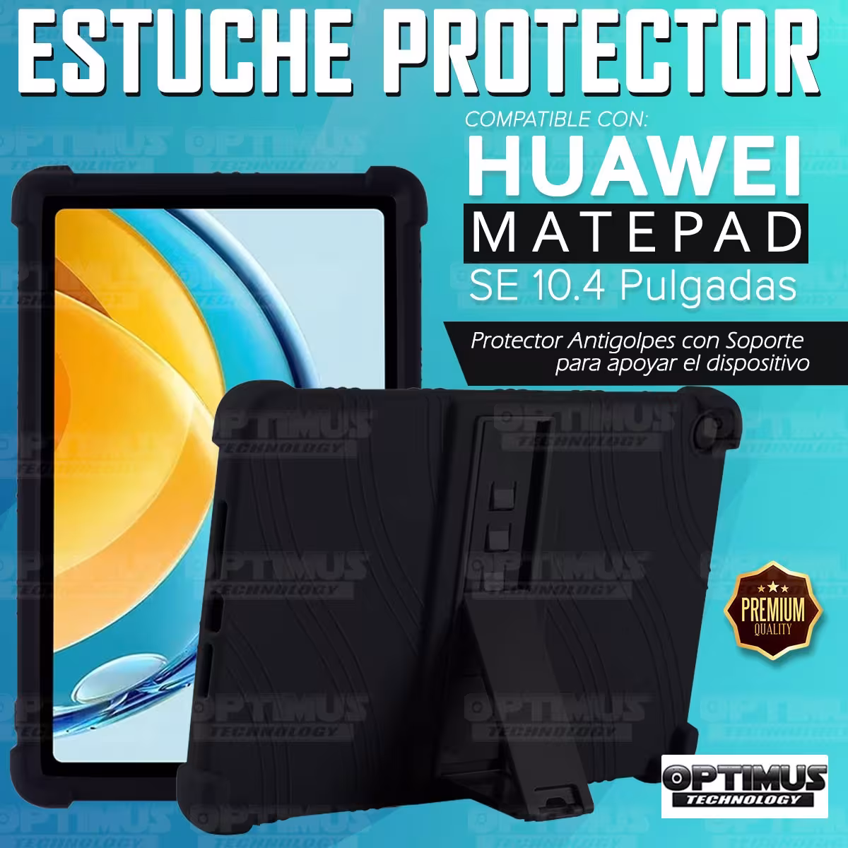 Kit Vidrio templado + Estuche Protector Goma + Teclado Bluetooth Tablet Huawei Matepad SE 10.4 Pulgadas 2023 AGS5-L09 / AGS5-W09