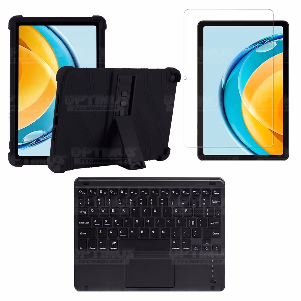 Kit Vidrio templado + Estuche Protector + Teclado Touchpad Bluetooth Tablet Huawei Matepad SE 10.4 Pulgadas 2023