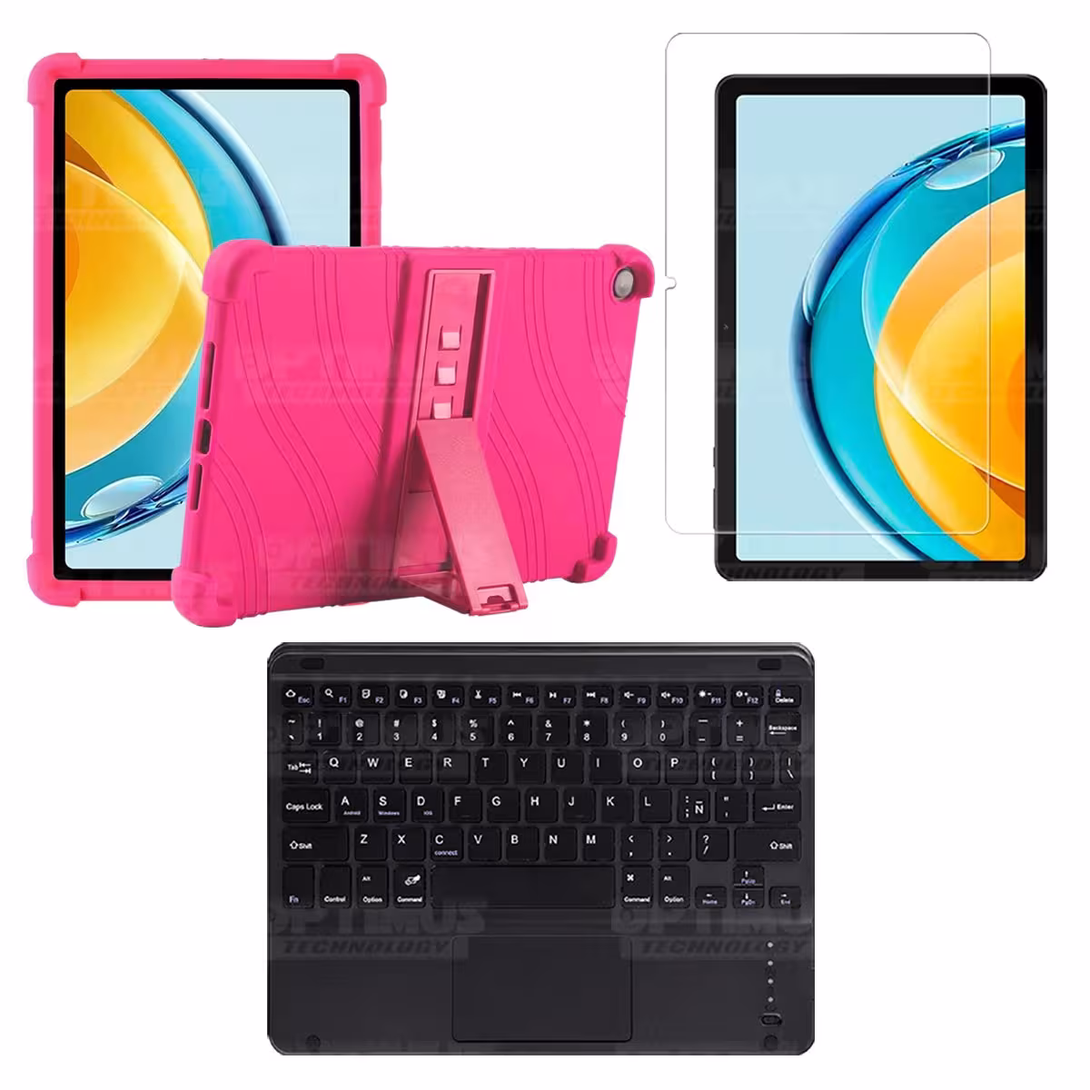 Kit Vidrio templado + Estuche Protector + Teclado Touchpad Bluetooth Tablet Huawei Matepad SE 10.4 Pulgadas 2023