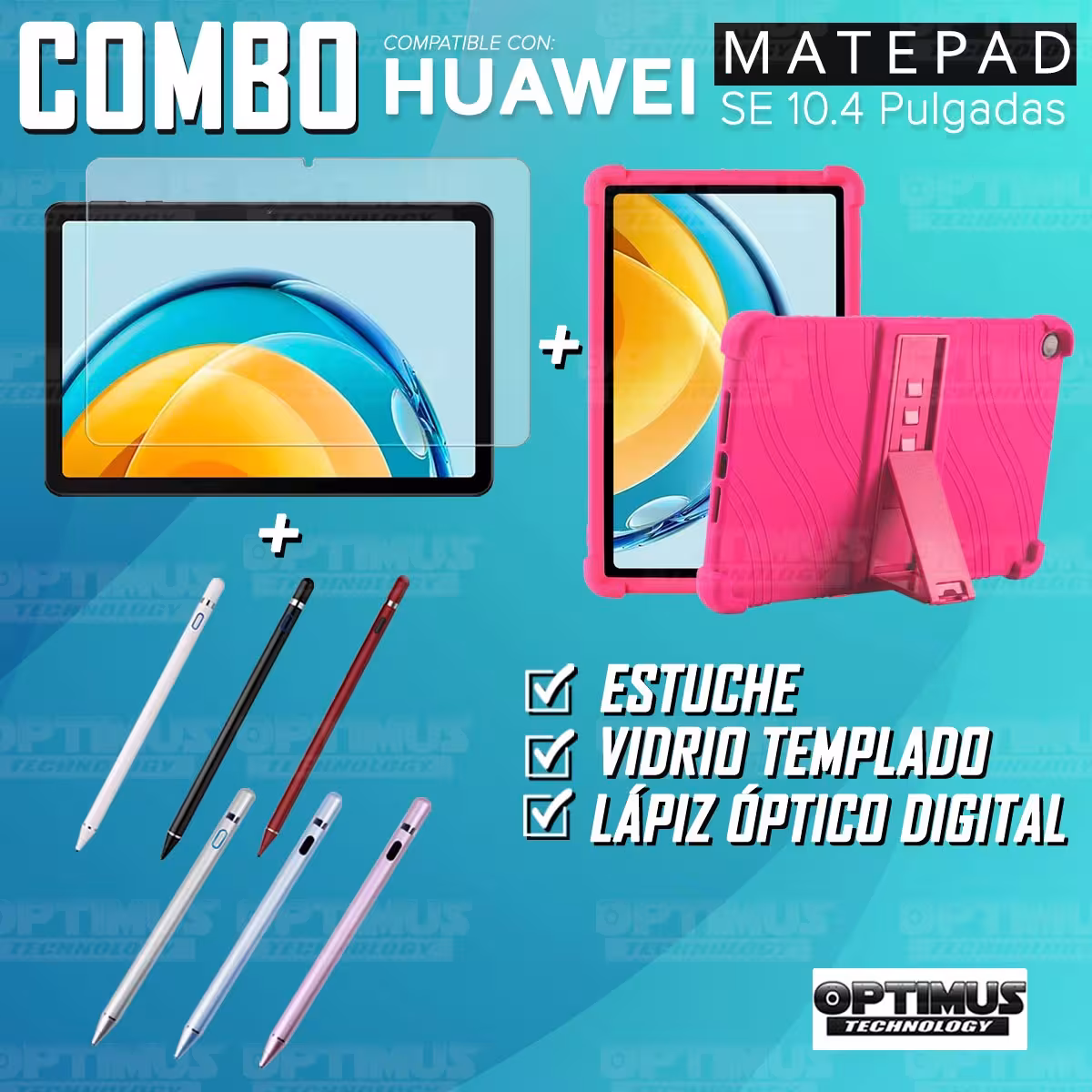 Kit Estuche Protector de goma + Vidrio Templado + Lápiz Digital para Tablet Huawei Matepad SE 10.4 Pulgadas 2023