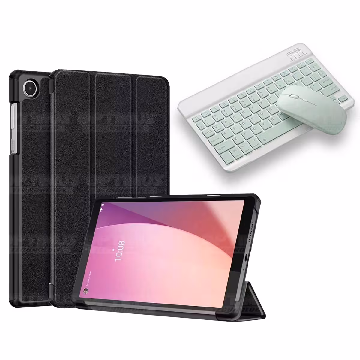 Kit Case Forro Protector + Teclado y Mouse Ratón Bluetooth para Tablet Lenovo Tab M8 4ta Generación TB-300FU 8 Pulgadas 2023
