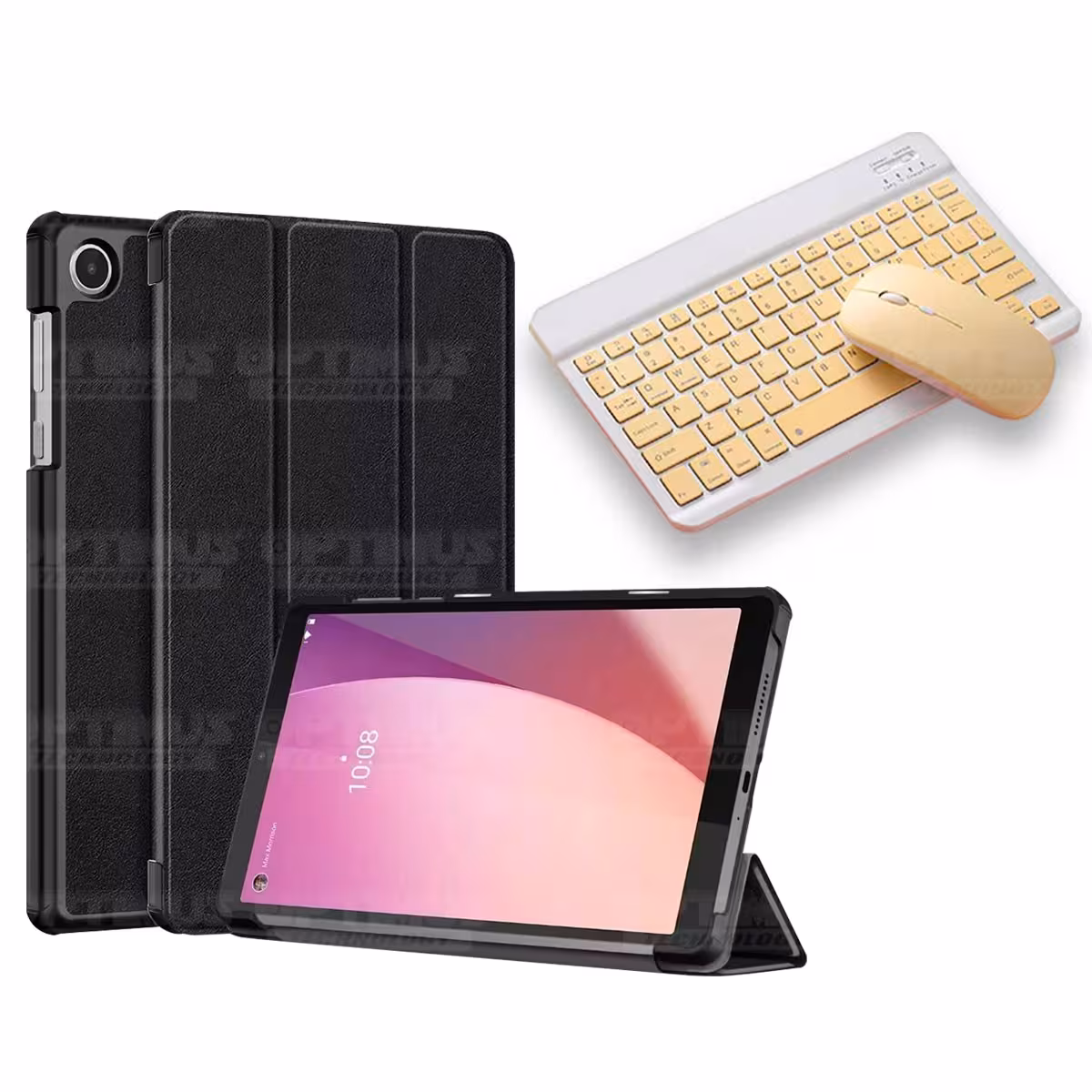 Kit Case Forro Protector + Teclado y Mouse Ratón Bluetooth para Tablet Lenovo Tab M8 4ta Generación TB-300FU 8 Pulgadas 2023