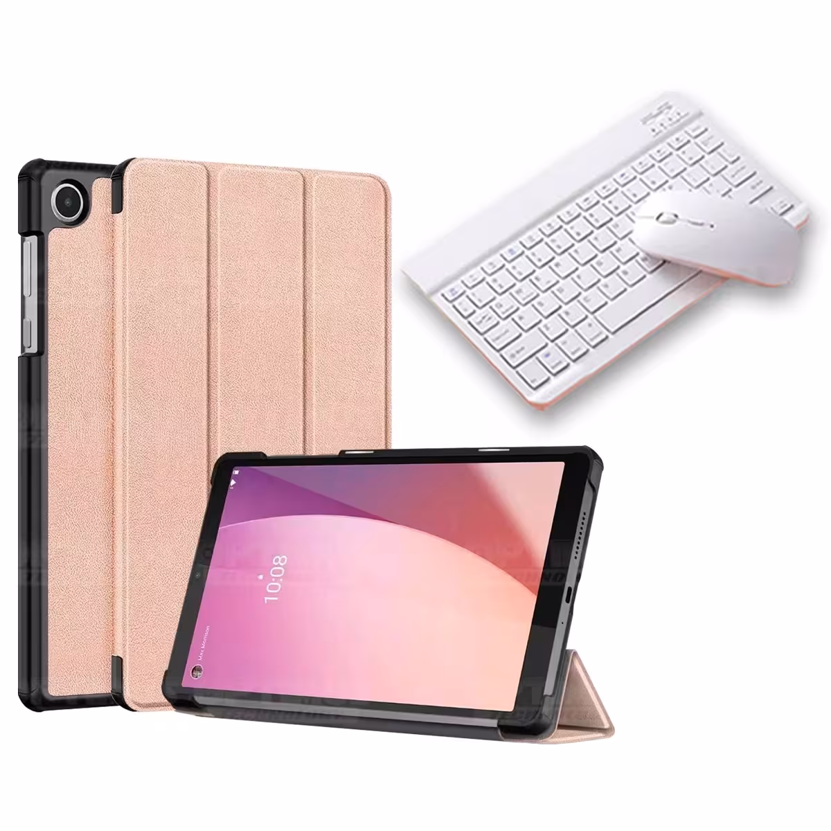 Kit Case Forro Protector + Teclado y Mouse Ratón Bluetooth para Tablet Lenovo Tab M8 4ta Generación TB-300FU 8 Pulgadas 2023