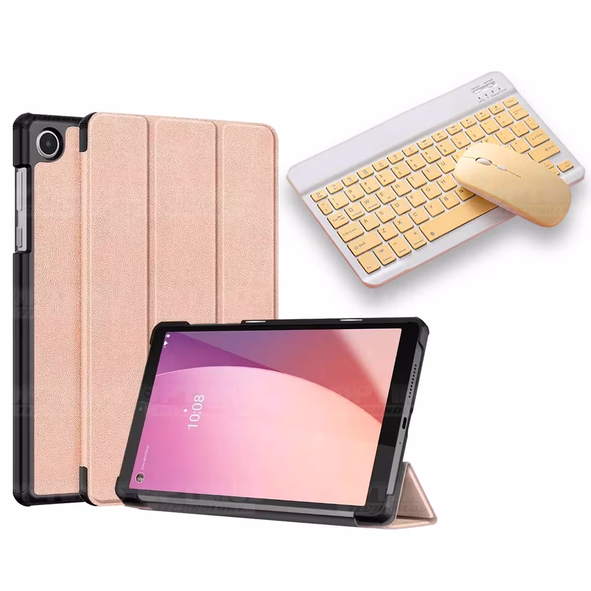 Kit Case Forro Protector + Teclado y Mouse Ratón Bluetooth para Tablet Lenovo Tab M8 4ta Generación TB-300FU 8 Pulgadas 2023