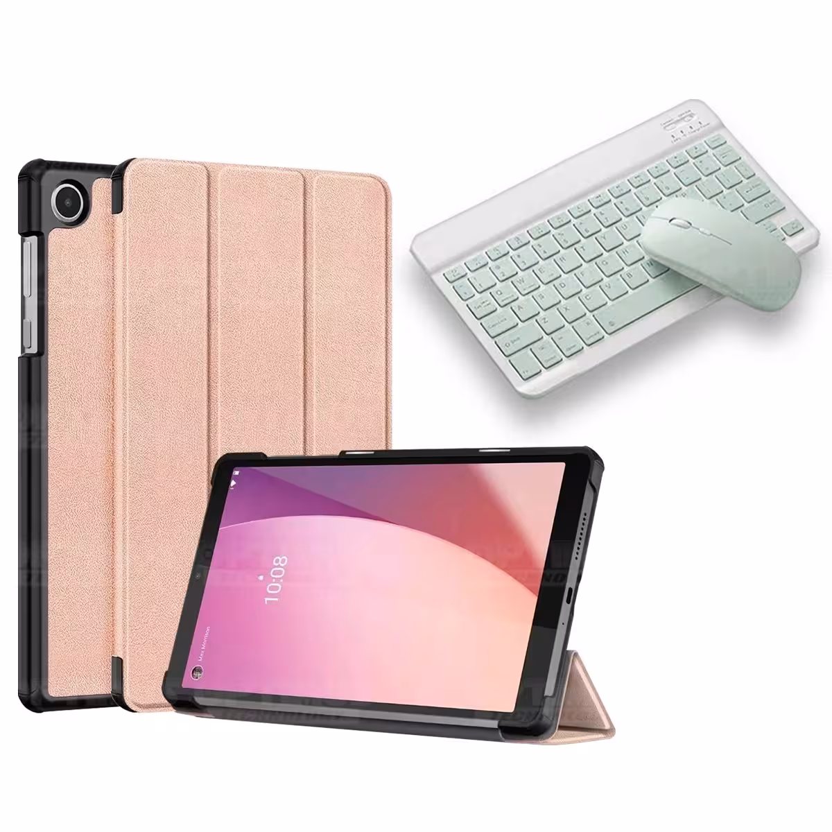 Kit Case Forro Protector + Teclado y Mouse Ratón Bluetooth para Tablet Lenovo Tab M8 4ta Generación TB-300FU 8 Pulgadas 2023