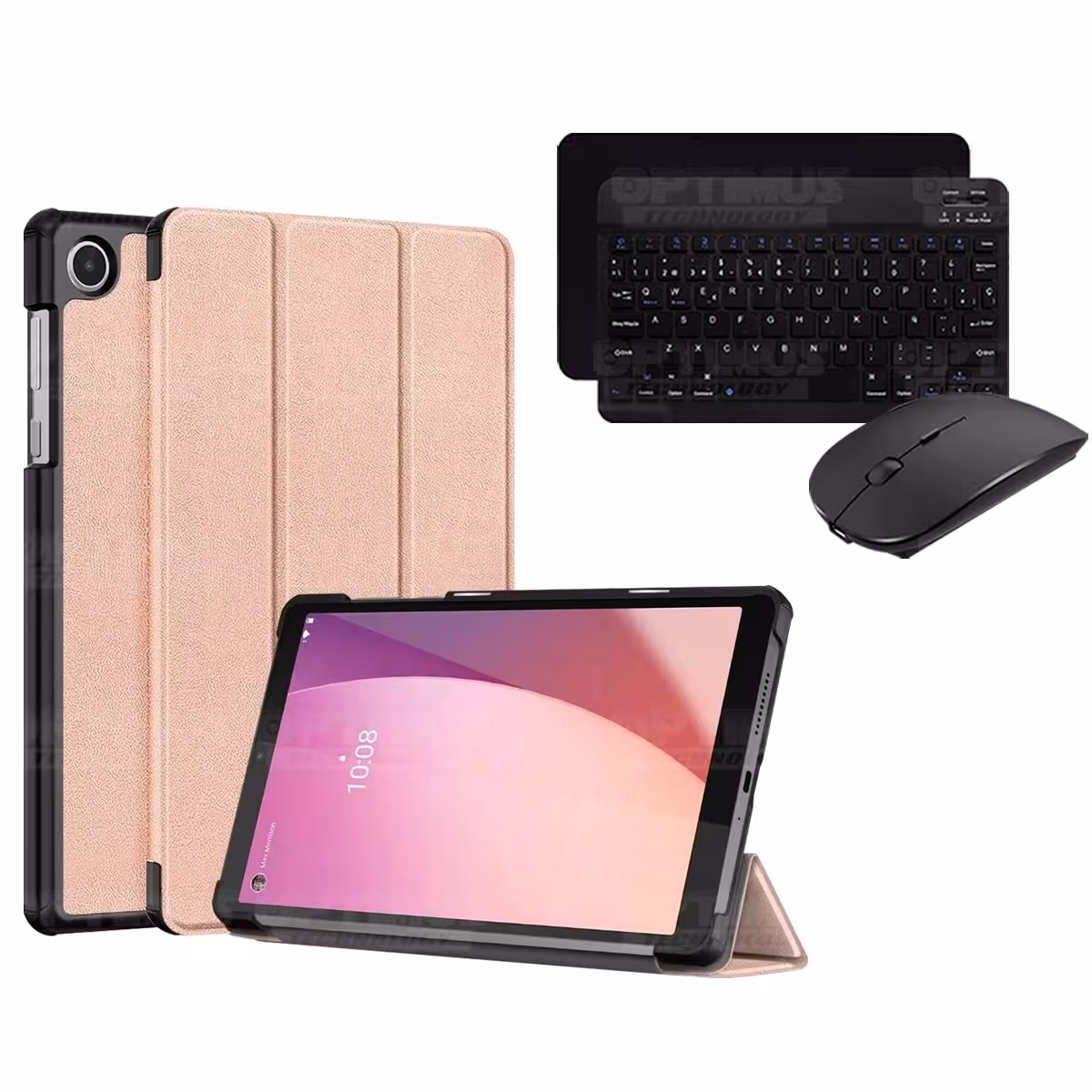 Kit Case Forro Protector + Teclado y Mouse Ratón Bluetooth para Tablet Lenovo Tab M8 4ta Generación TB-300FU 8 Pulgadas 2023