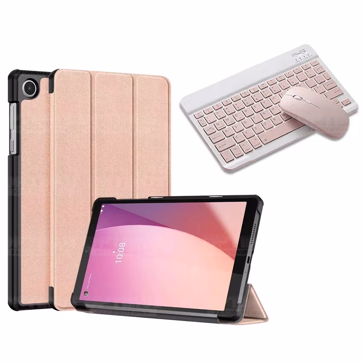 Kit Case Forro Protector + Teclado y Mouse Ratón Bluetooth para Tablet Lenovo Tab M8 4ta Generación TB-300FU 8 Pulgadas 2023
