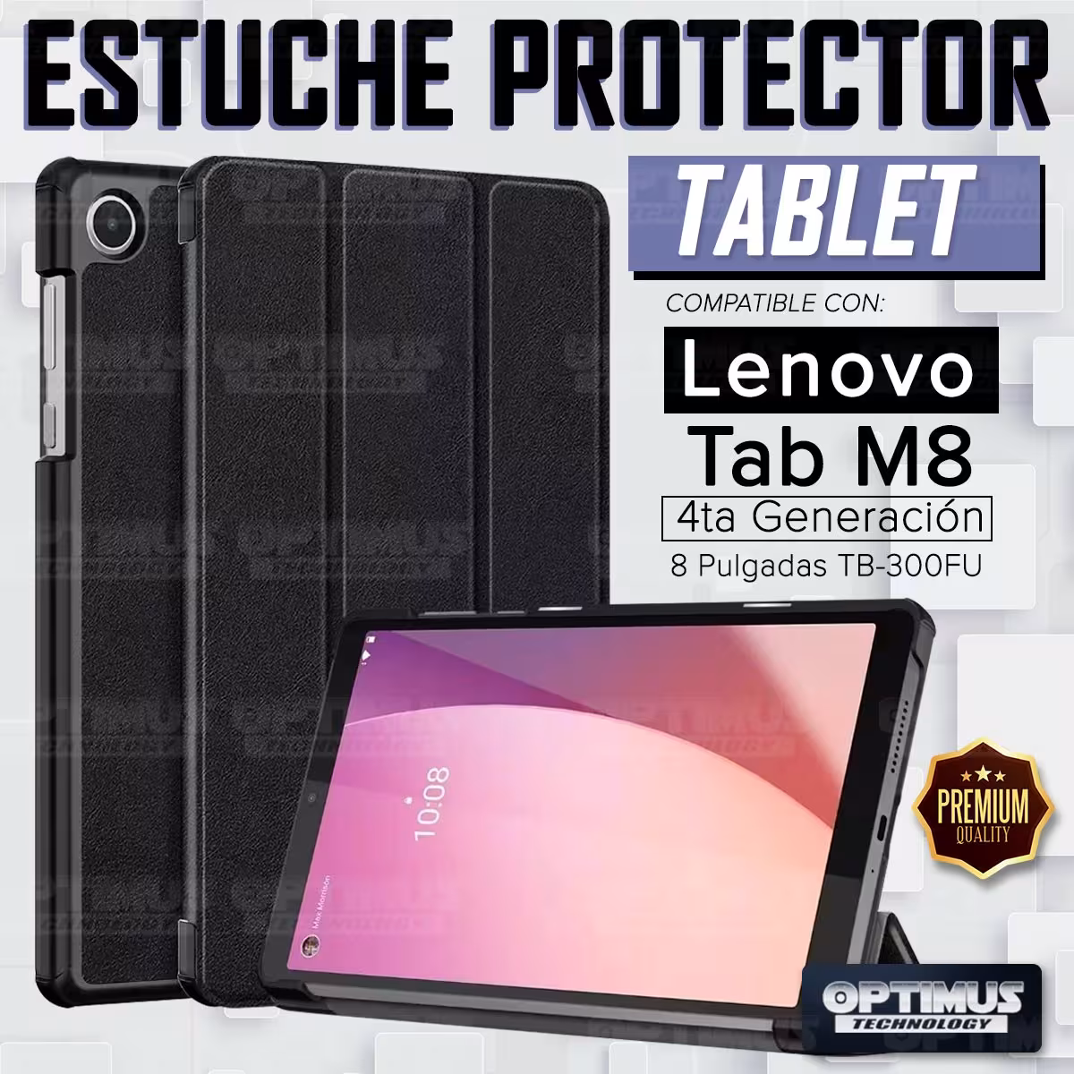 Kit Case Forro Protector + Teclado y Mouse Ratón Bluetooth para Tablet Lenovo Tab M8 4ta Generación TB-300FU 8 Pulgadas 2023