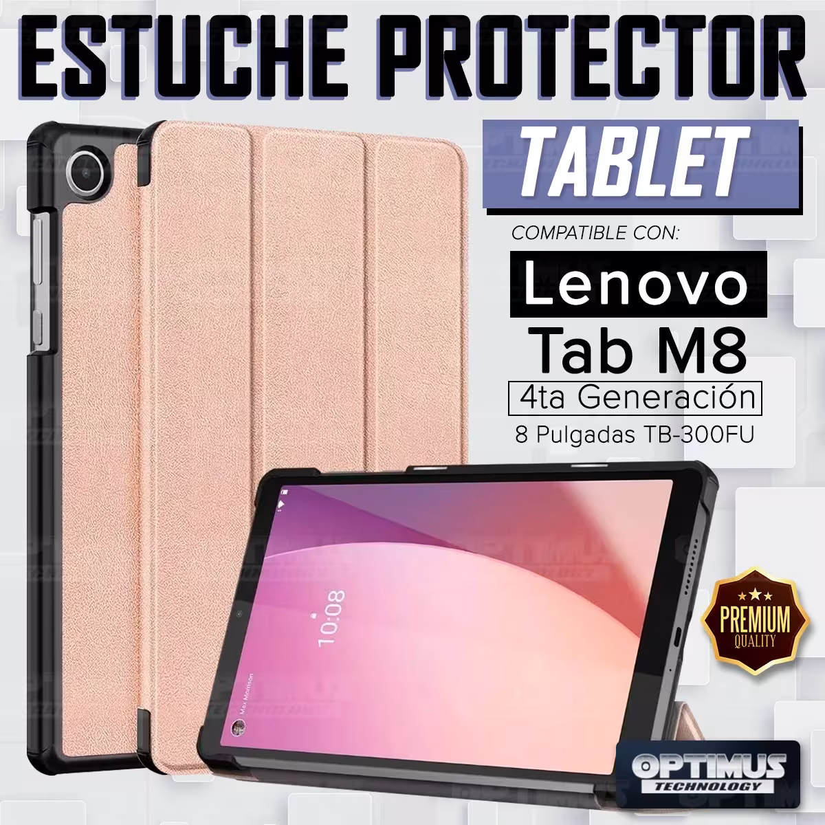 Kit Case Forro Protector + Teclado y Mouse Ratón Bluetooth para Tablet Lenovo Tab M8 4ta Generación TB-300FU 8 Pulgadas 2023