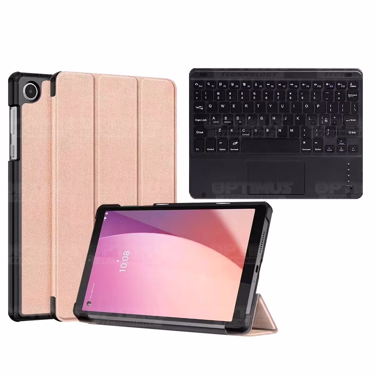 Kit Case Folio Protector + Teclado Mouse Touchpad Bluetooth para Tablet Lenovo Tab M8 4ta Gen 8 Pulgadas 2023