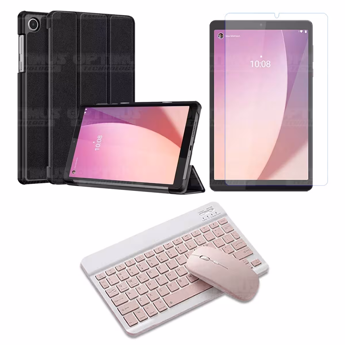 Kit Vidrio templado + Case Protector + Teclado y Mouse Bluetooth Tablet Lenovo Tab M8 4ta Generación TB-300FU 8 Pulgadas 2023