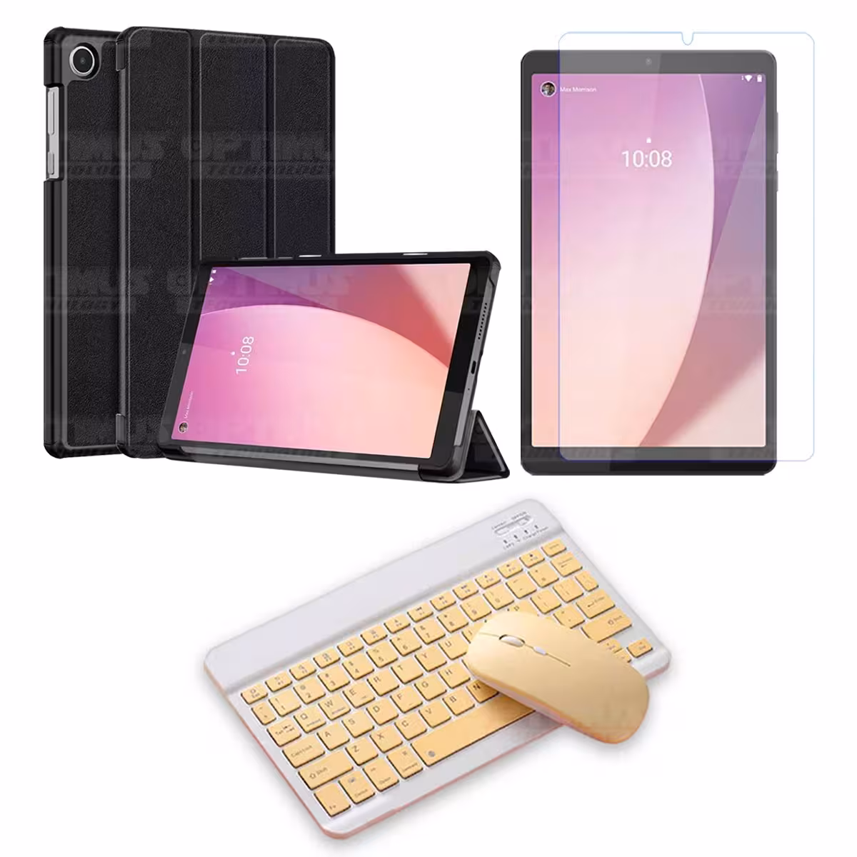 Kit Vidrio templado + Case Protector + Teclado y Mouse Bluetooth Tablet Lenovo Tab M8 4ta Generación TB-300FU 8 Pulgadas 2023