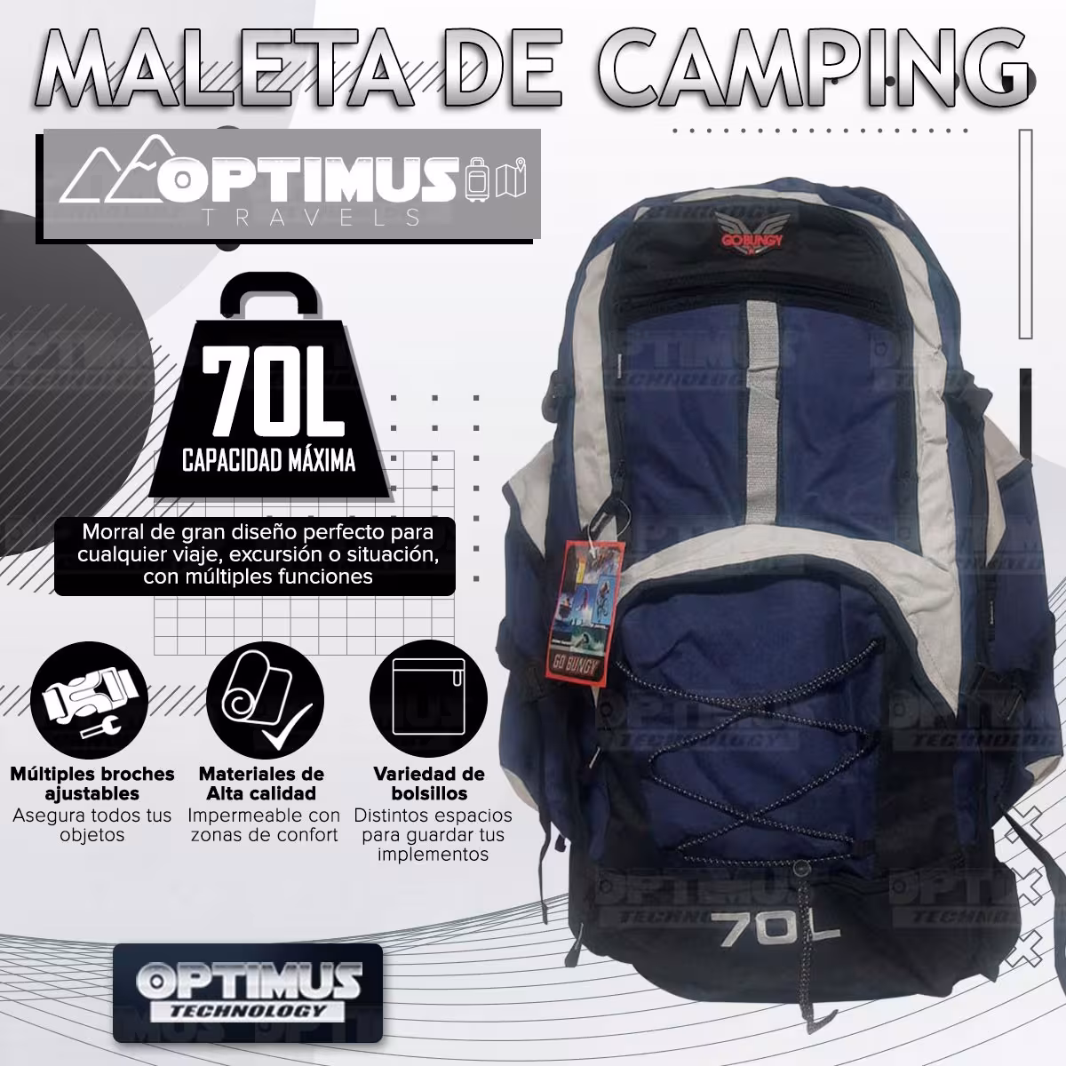 Maleta morral mochila de viaje camping senderismo 70L Unisex grande cómoda gran capacidad para hombre y mujer