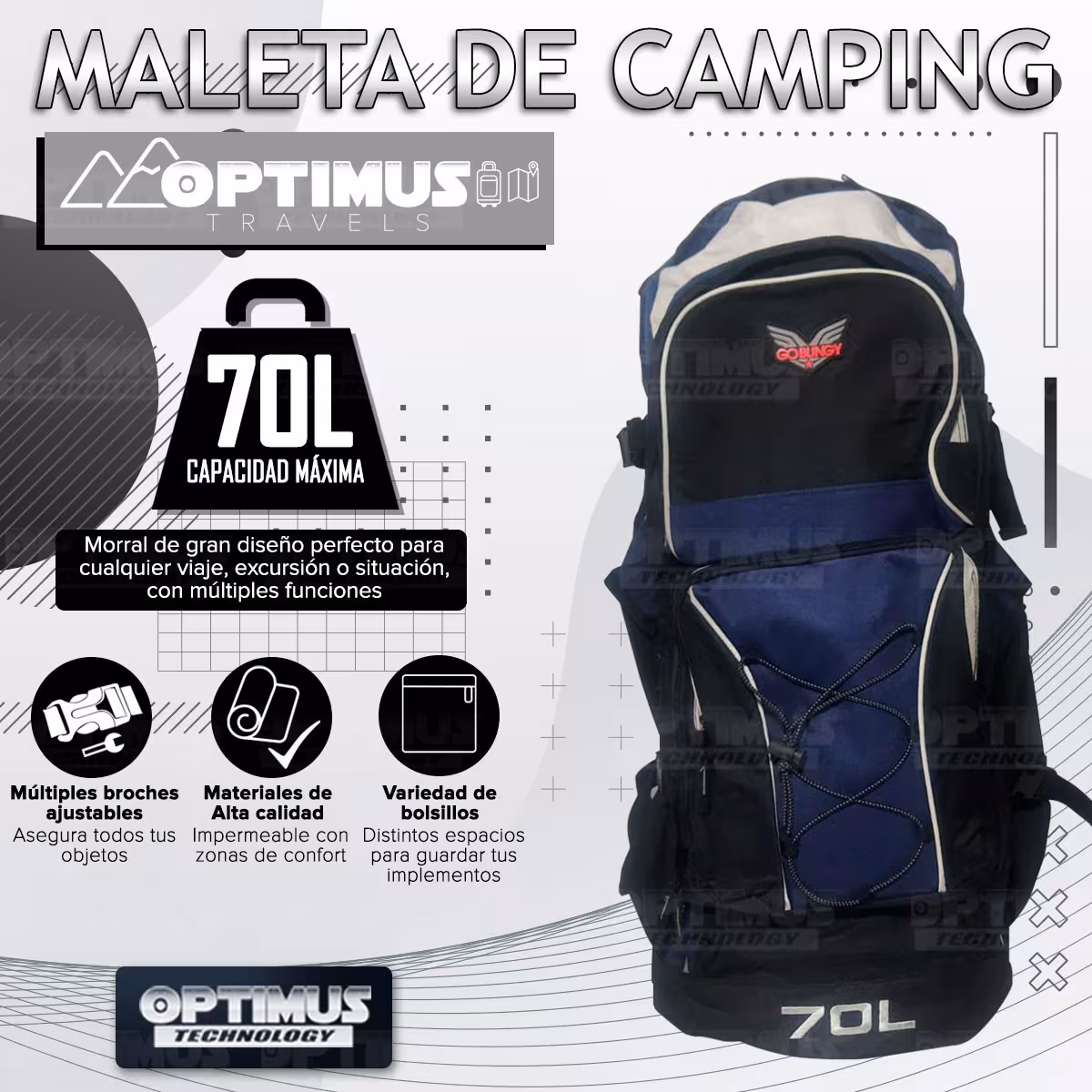 Maleta morral mochila de viaje camping senderismo 70L Unisex grande cómoda gran capacidad para hombre y mujer