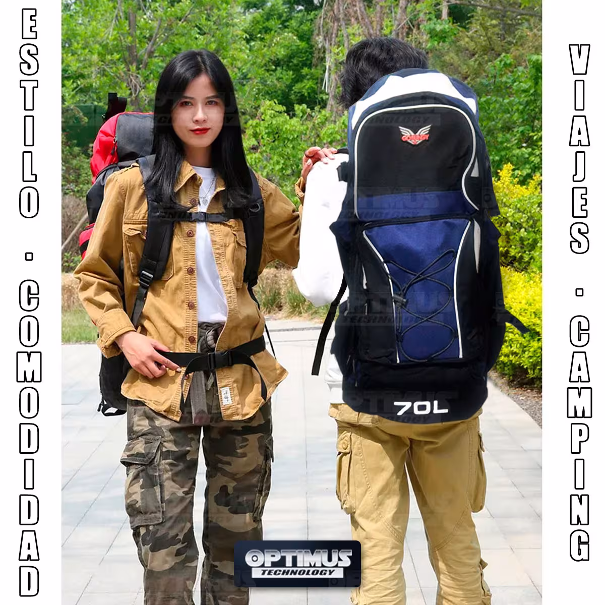 Maleta morral mochila de viaje camping senderismo 70L Unisex grande cómoda gran capacidad para hombre y mujer