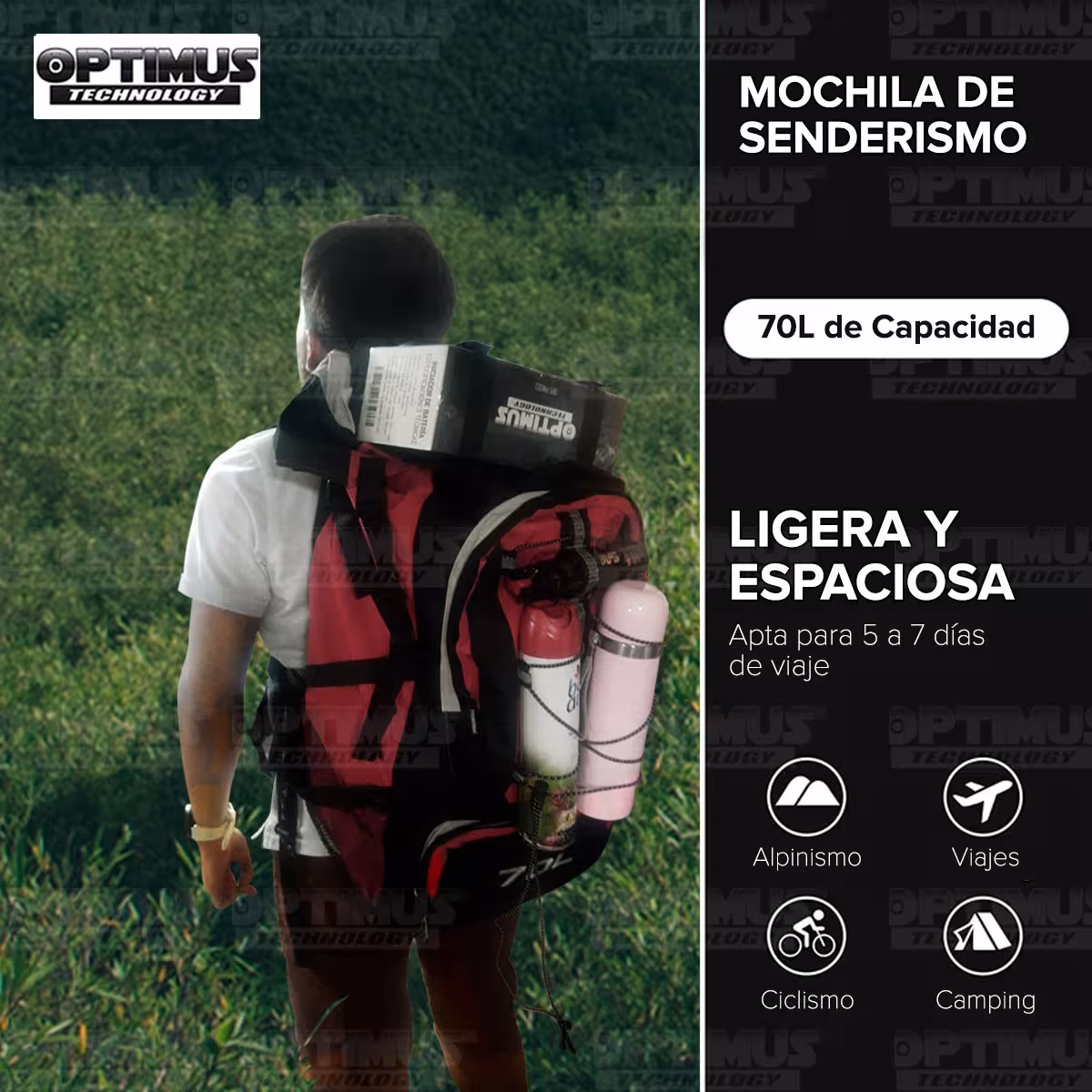 Maleta morral mochila de viaje camping senderismo 70L Unisex grande cómoda gran capacidad para hombre y mujer
