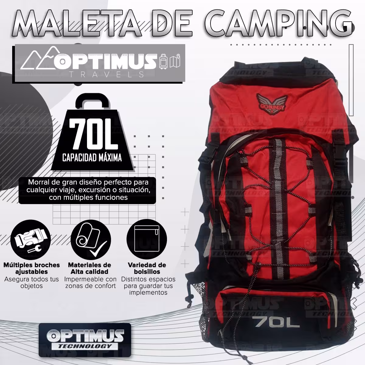 Maleta morral mochila de viaje camping senderismo 70L Unisex grande cómoda gran capacidad para hombre y mujer
