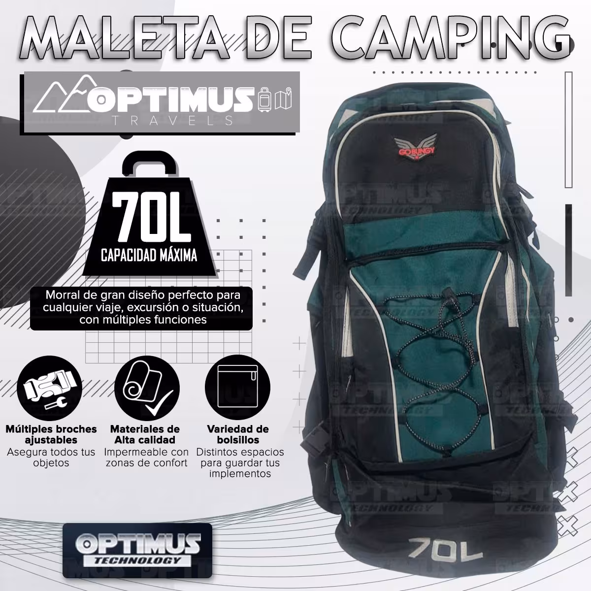 Maleta morral mochila de viaje camping senderismo 70L Unisex grande cómoda gran capacidad para hombre y mujer