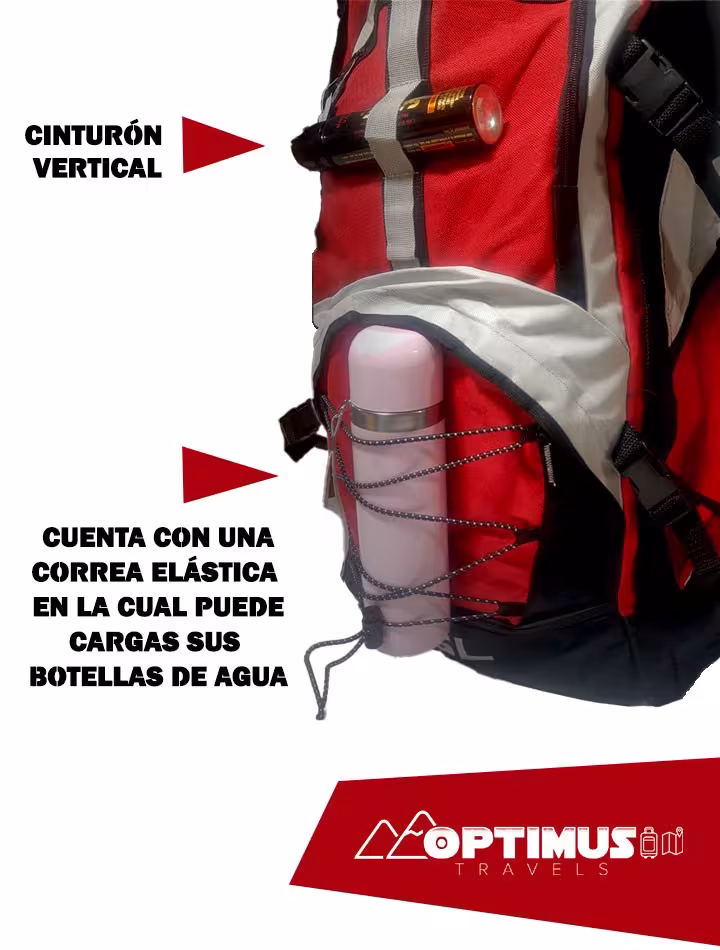 Maleta mochila morral unisex OPTIMUS Travels para camping viajes de senderismo y turismo de 65L
