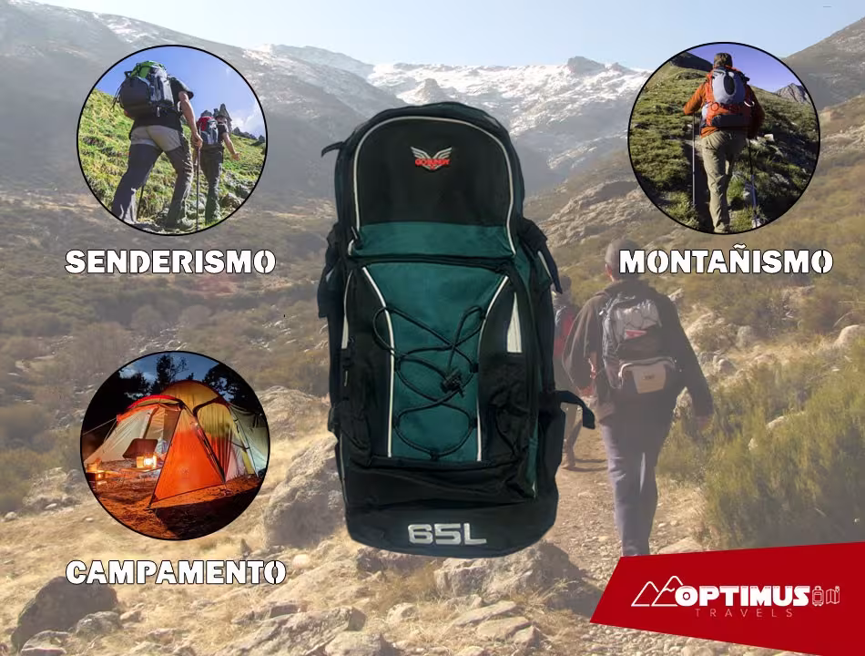 Maleta mochila morral unisex OPTIMUS Travels para camping viajes de senderismo y turismo de 65L
