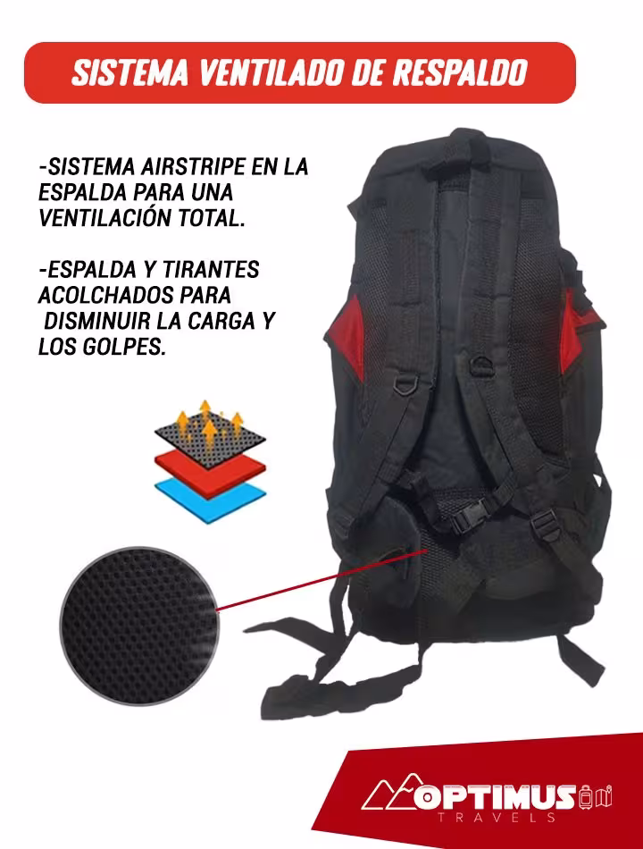 Maleta mochila morral unisex OPTIMUS Travels para camping viajes de senderismo y turismo de 65L