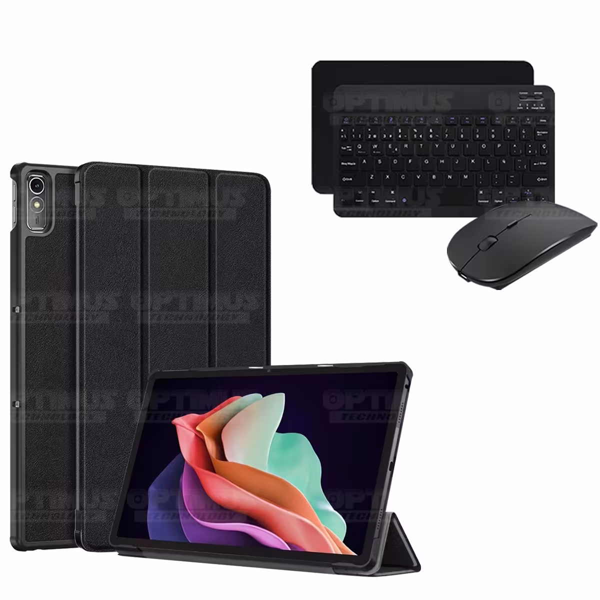 Kit Case Forro Protector + Teclado y Mouse Ratón Bluetooth para Tablet Lenovo Tab P11 2da Generación TB-350FU 11.5 Pulgadas 2023