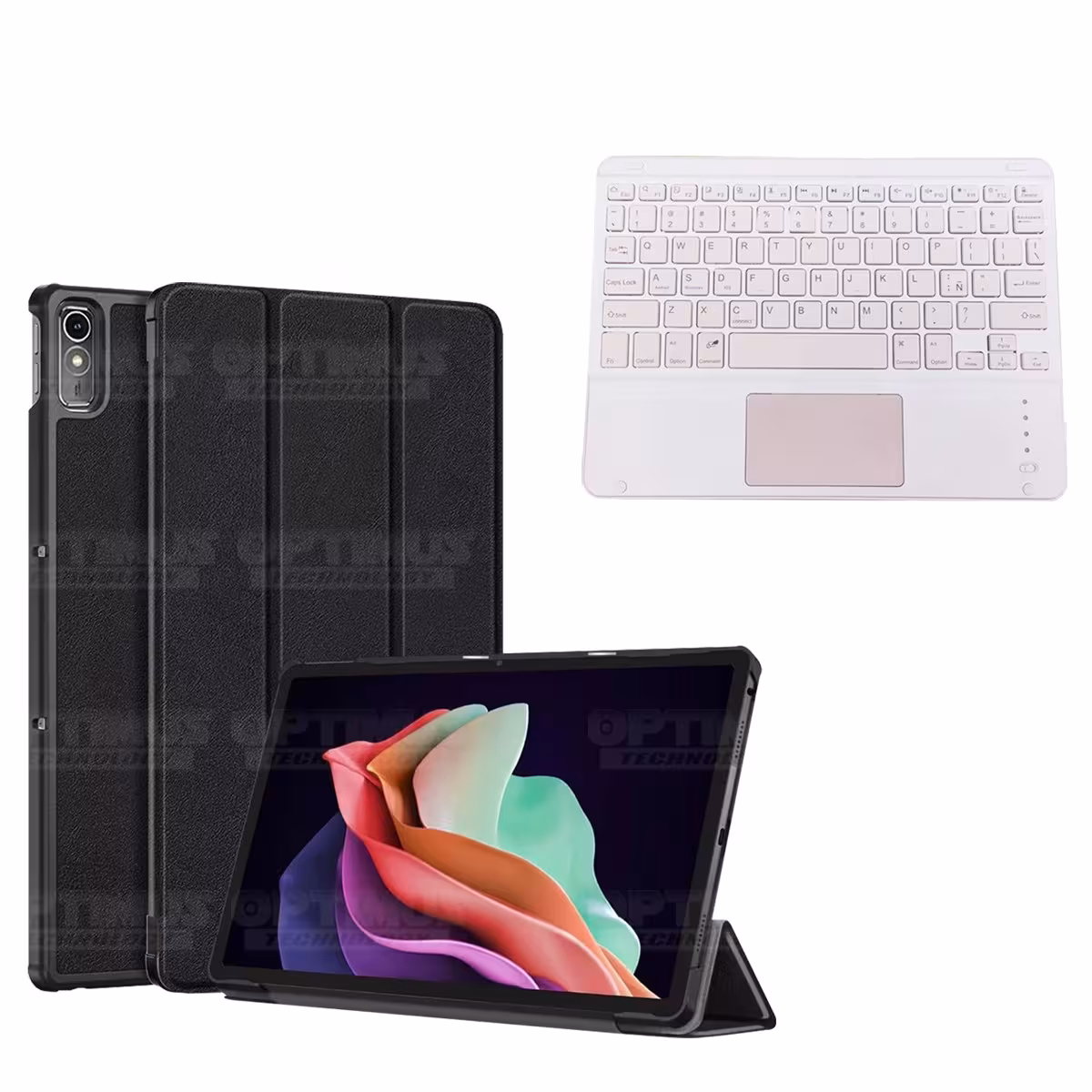 Kit Case Folio Protector + Teclado Mouse Touchpad Bluetooth para Tablet Lenovo Tab P11 2da Generación TB-350FU 11.5 Pulgadas