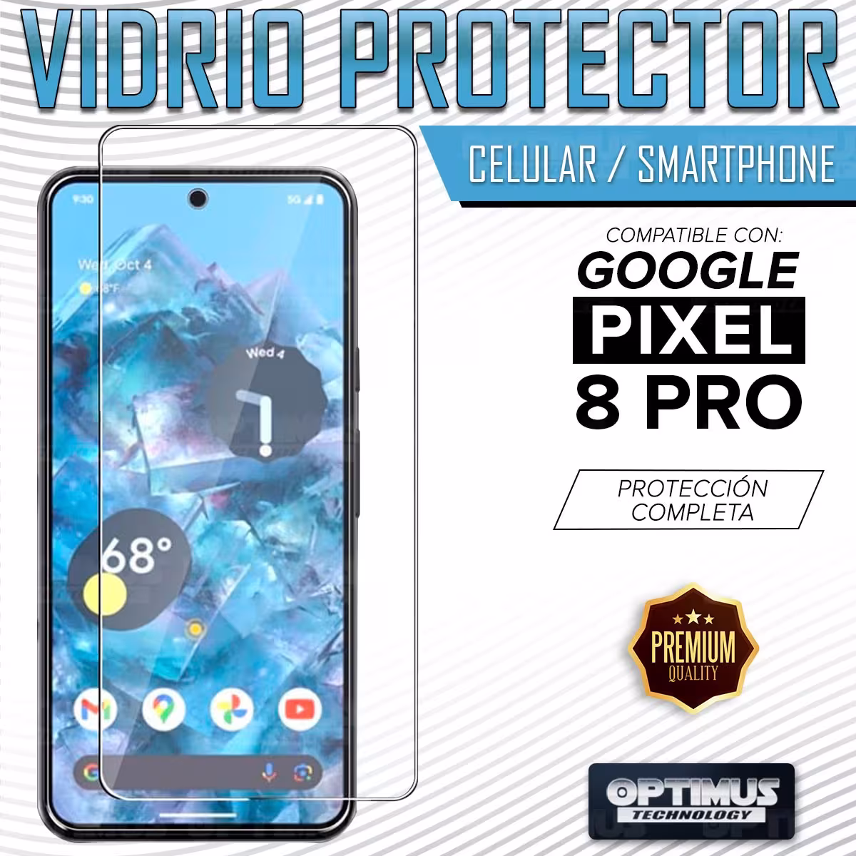 Vidrio Cristal Templado Protector para celular smartphone Google Pixel 8 Pro 5G 2023 6,7 pulgadas