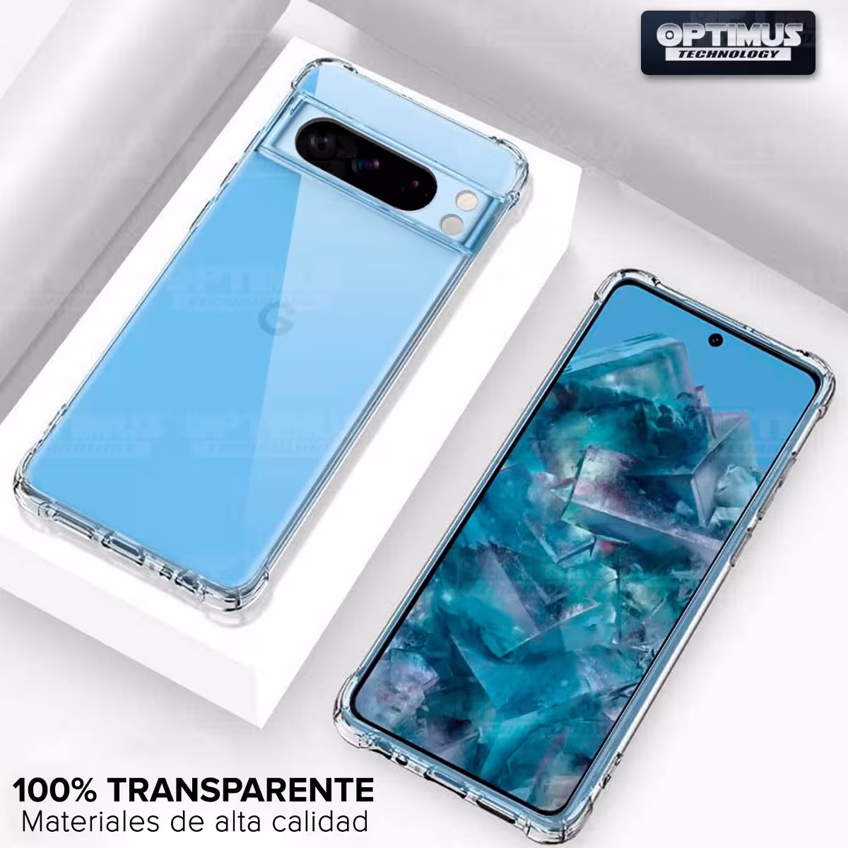 Kit Vidrio templado y Estuche Case Forro Protector Anticaída para celular Google Pixel 8 Pro 5G 2023 6,7 pulgadas