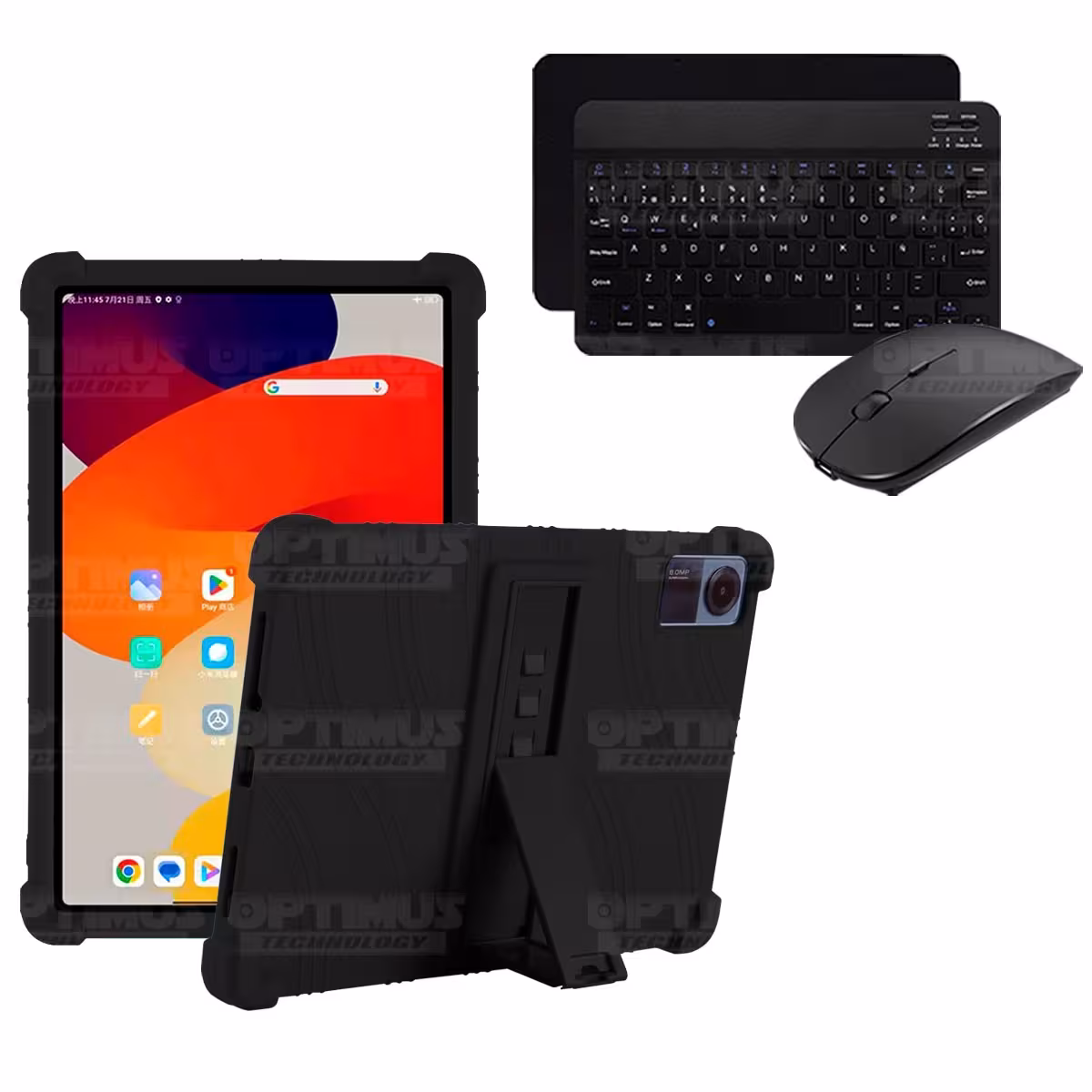 Kit Case Forro Protector Antigolpes + Teclado y Mouse Bluetooth para Tablet Xiaomi Redmi Pad SE 11 Pulgadas 2023 Wifi