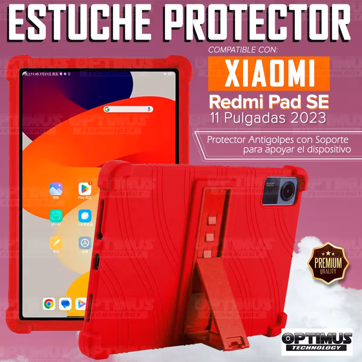 Kit Case Estuche Protector Antigolpes + Teclado Mouse Touchpad Bluetooth para Tablet Xiaomi Redmi Pad SE 11 Pulgadas 2023 Wifi
